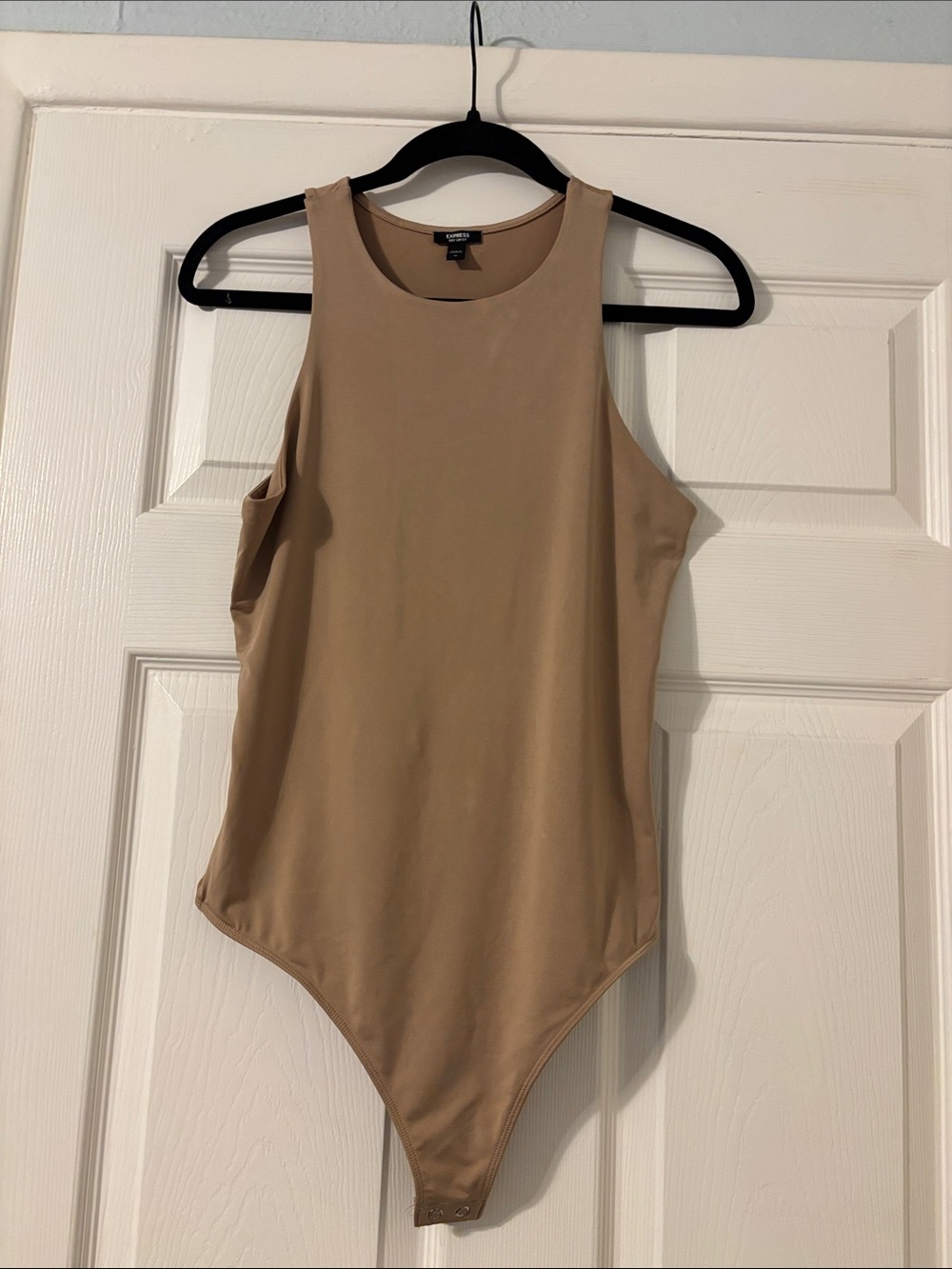 Express Tan Sleeveless Scoop Neck Bodysuit